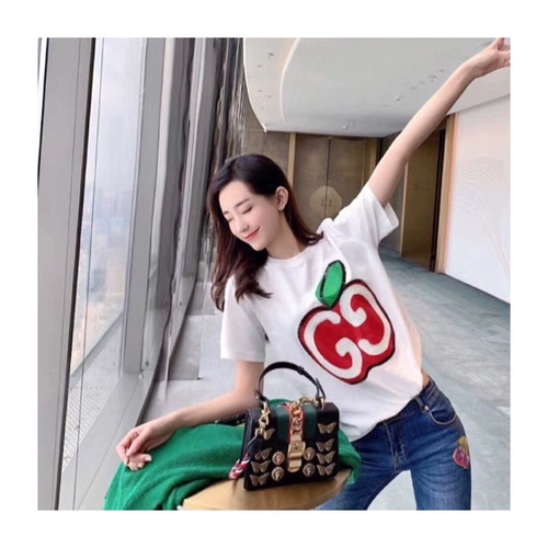 Gucci, apple, осенняя футболка с коротким рукавом, 2020