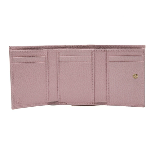 Gucci, розовый кожаный короткий бумажник, кошелек