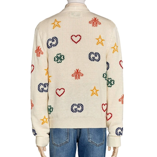 Gucci, лонгслив, трикотажный кардиган, куртка, из хлопка и льна, V-образный вырез