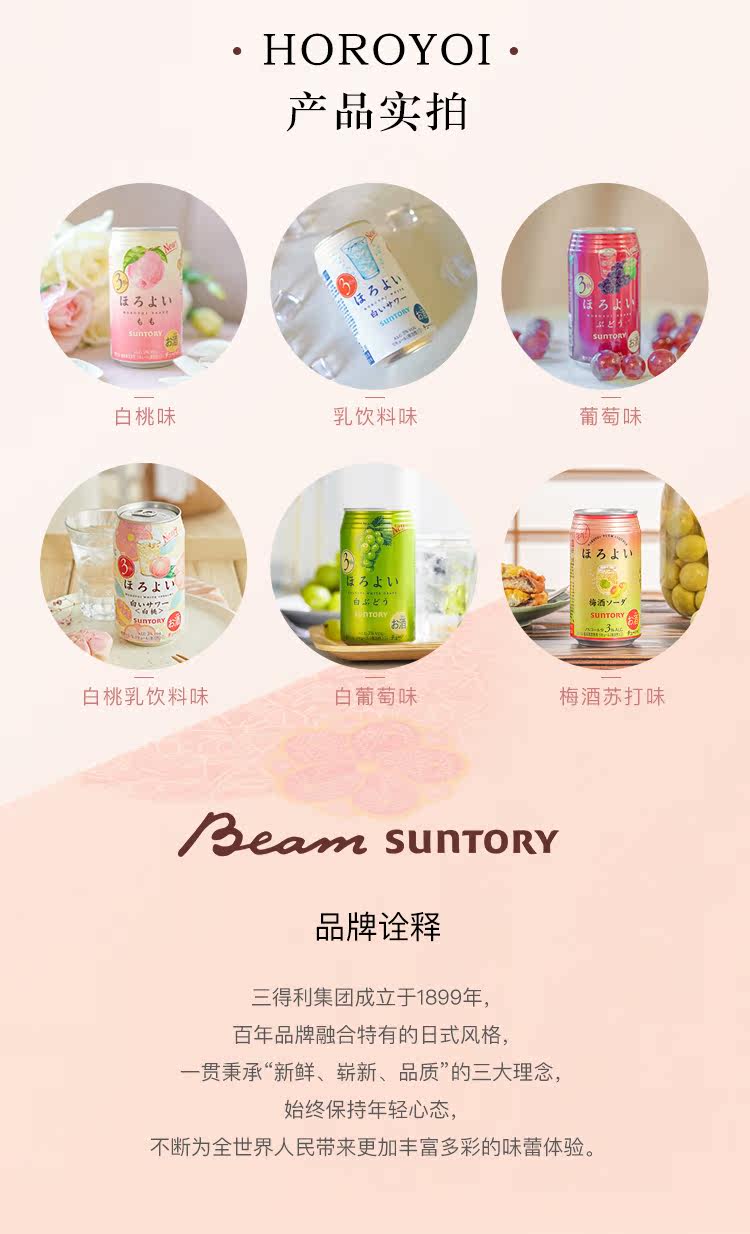 日本原装进口 三得利旗下 和乐怡HOROYOI 6口味 预调网红鸡尾酒 350mL*12罐 图13