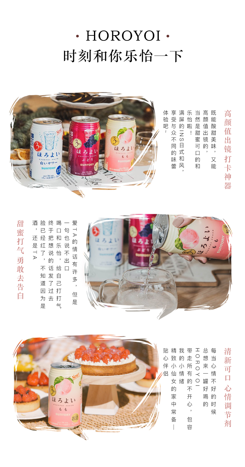 日本原装进口 三得利旗下 和乐怡HOROYOI 6口味 预调网红鸡尾酒 350mL*8罐 图6