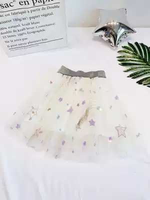 Children and girls shiny Starry Sky skirt pleated skirt baby puffy skirt big children's skirt women's skirt summer