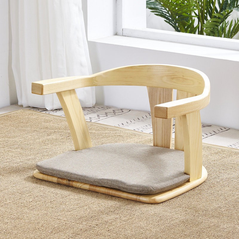 Solid wood tatami chair Japanese style bed seat and no legs leaning back chair and room chair balcony floating window floor chair-Taobao