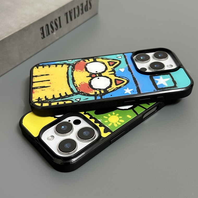 Funny Unique Cat MagSafe Aluminum : Yellow, Teal, & – 16, 15, 14, 13, 12 iPhone Case