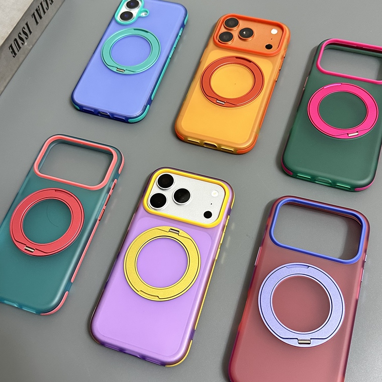 Colorblock Gold Ring Stand iPhone Case