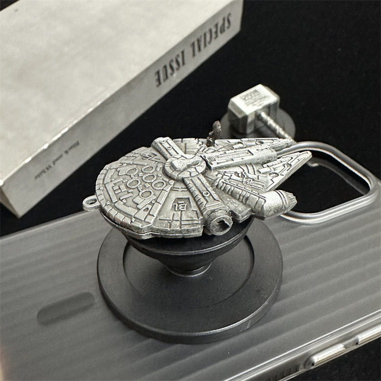 Accessories – Thor Hammer MagSafe Telescopic Kickstand Metal Grip: Millennium Falcon & – Plus/Pro/Max – 16, 15, 14, 13, 12