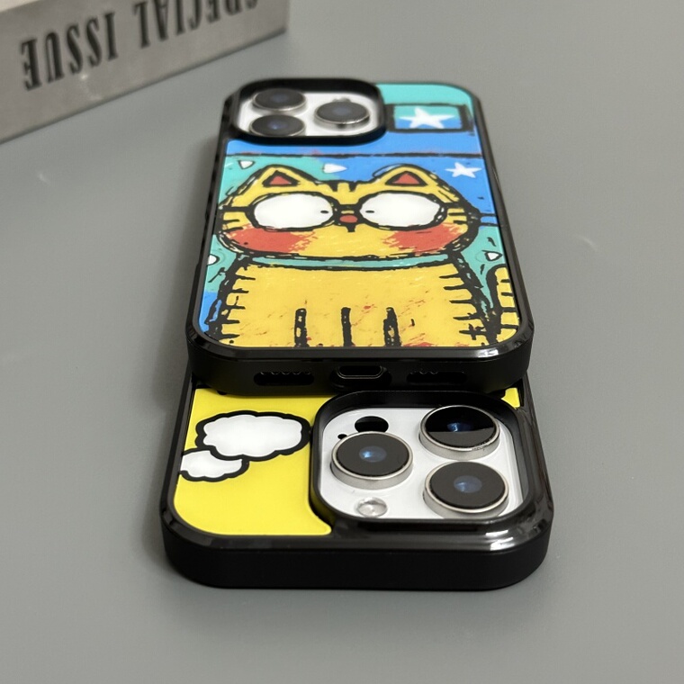 Funny Unique Cat MagSafe Aluminum : Yellow, Teal, & – 16, 15, 14, 13, 12 iPhone Case