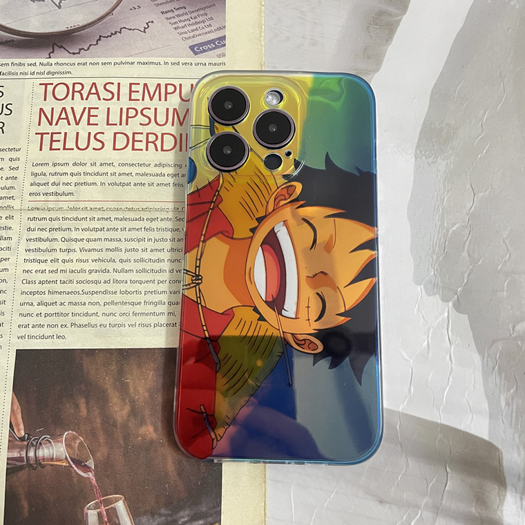 One Piece Anime Iridescent Blue Yellow Accents iPhone Case