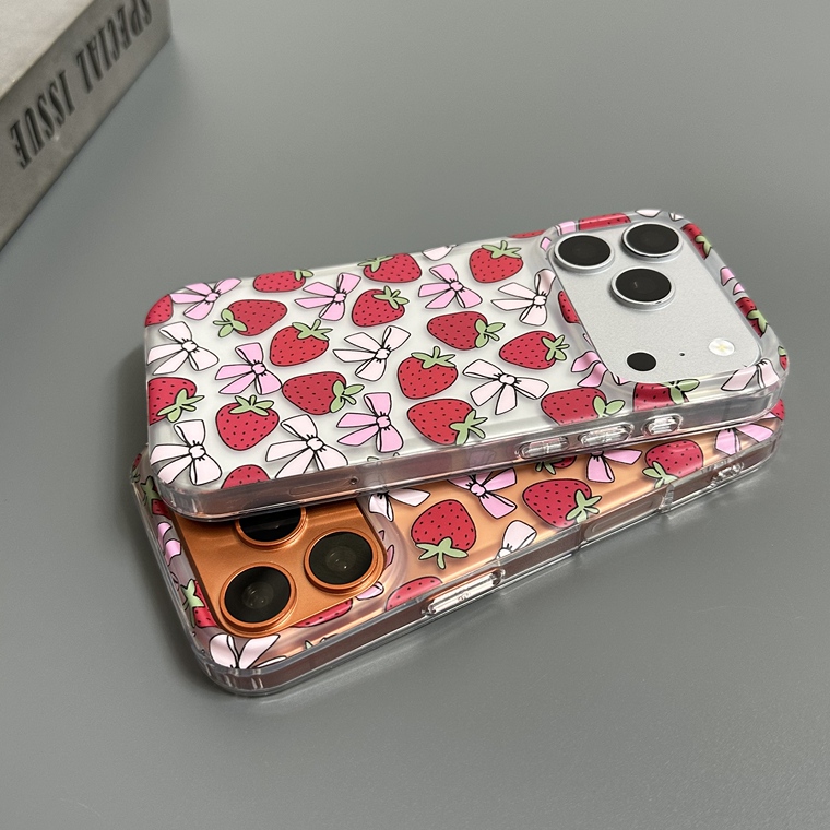 Strawberries Pink Bows iPhone Case