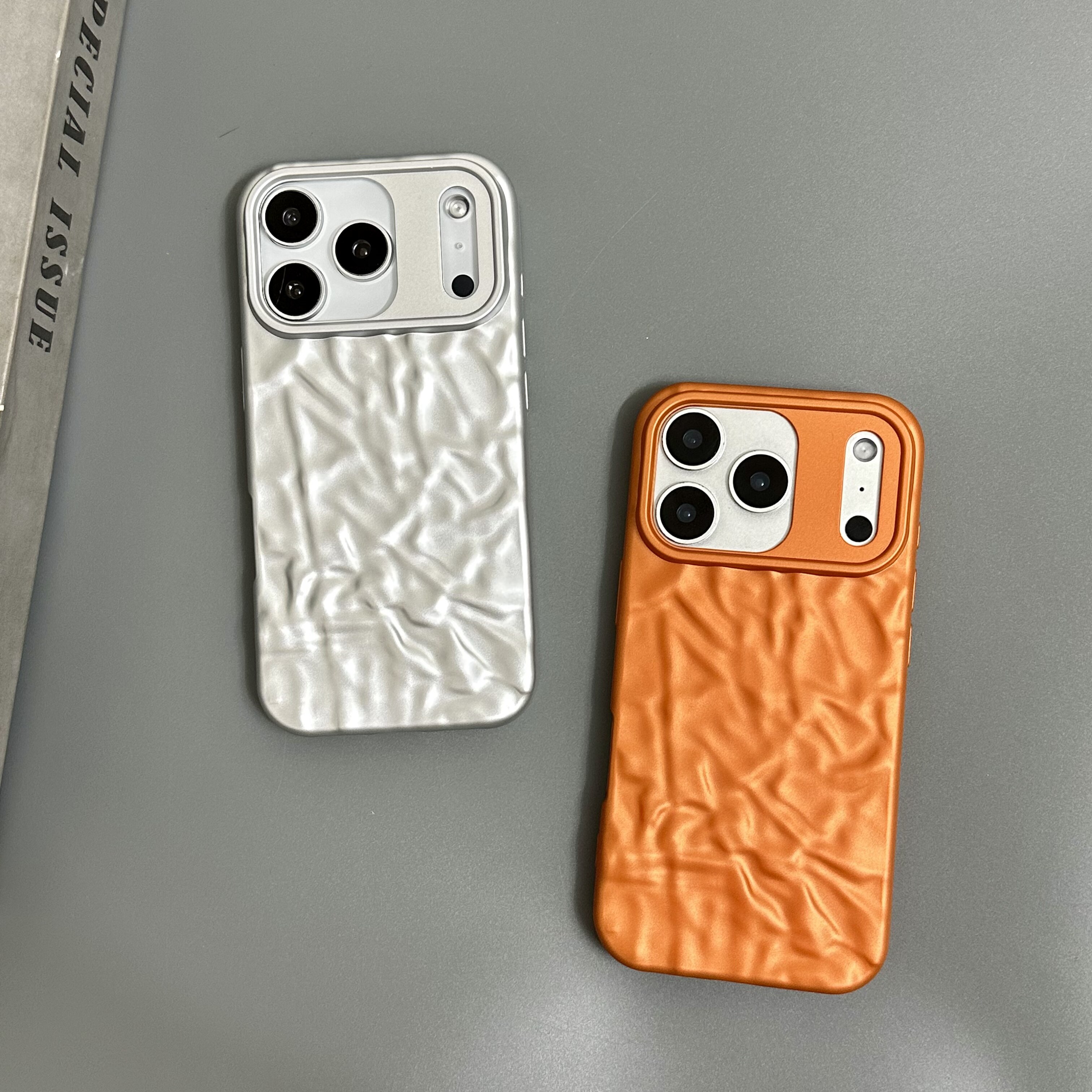 Crumpled Metallic Bronze Copper Camera Matte Metal iPhone Case