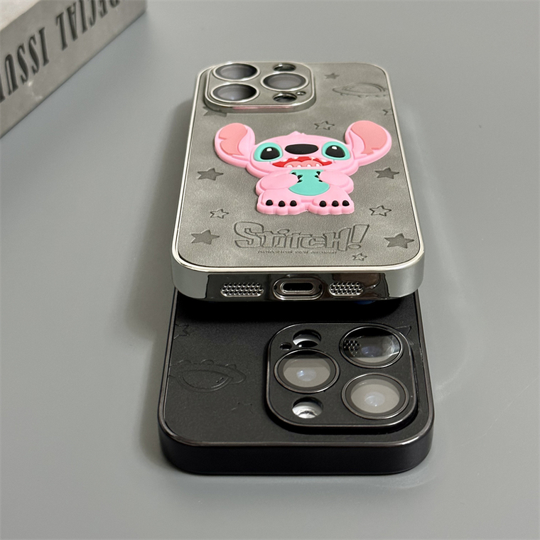 3D Cartoon Stitch For Girls Synthetic Leather Plus/Pro/Max – 16, 15, 14, 13, 12 iPhone Case