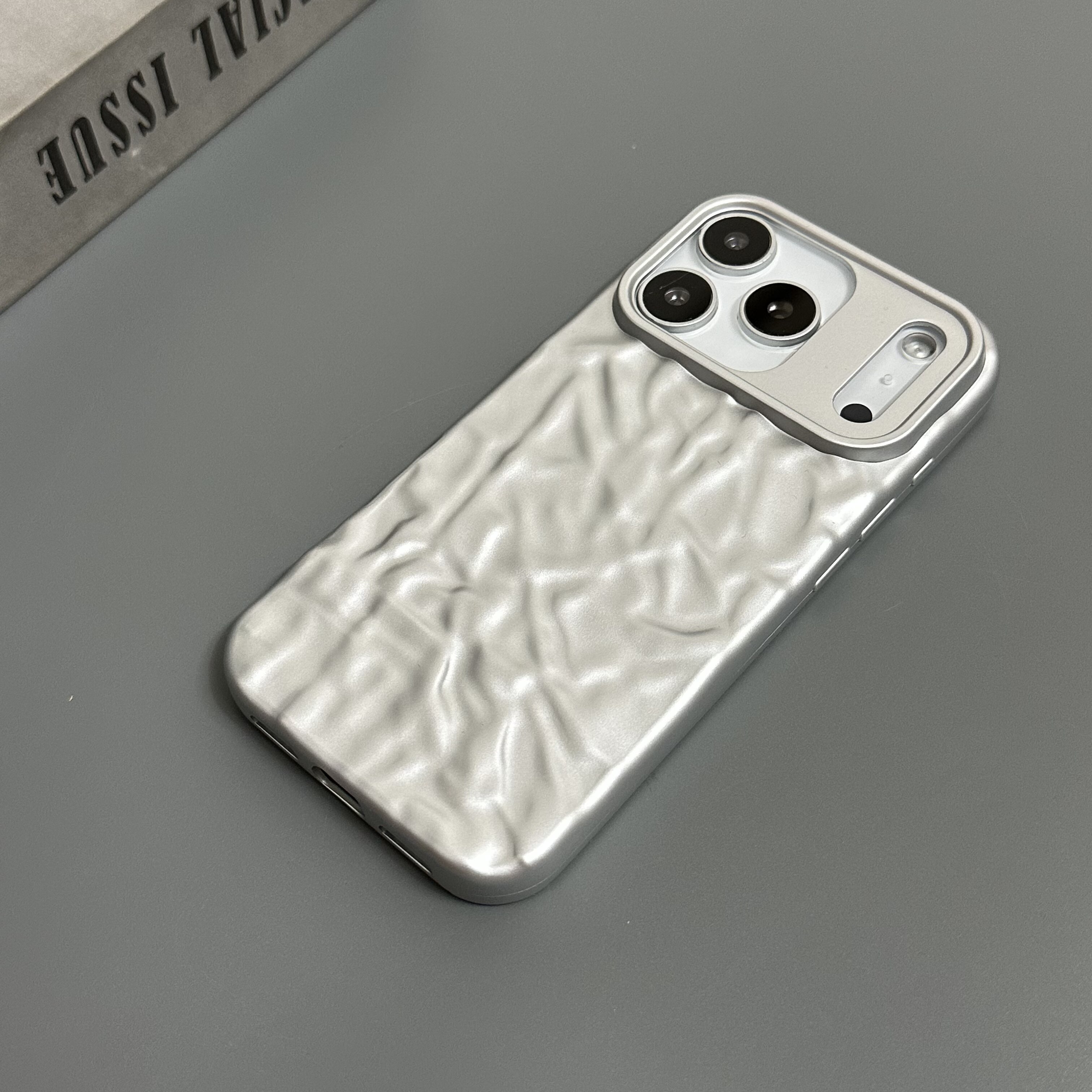 Crumpled Metallic Bronze Copper Camera Matte Metal iPhone Case