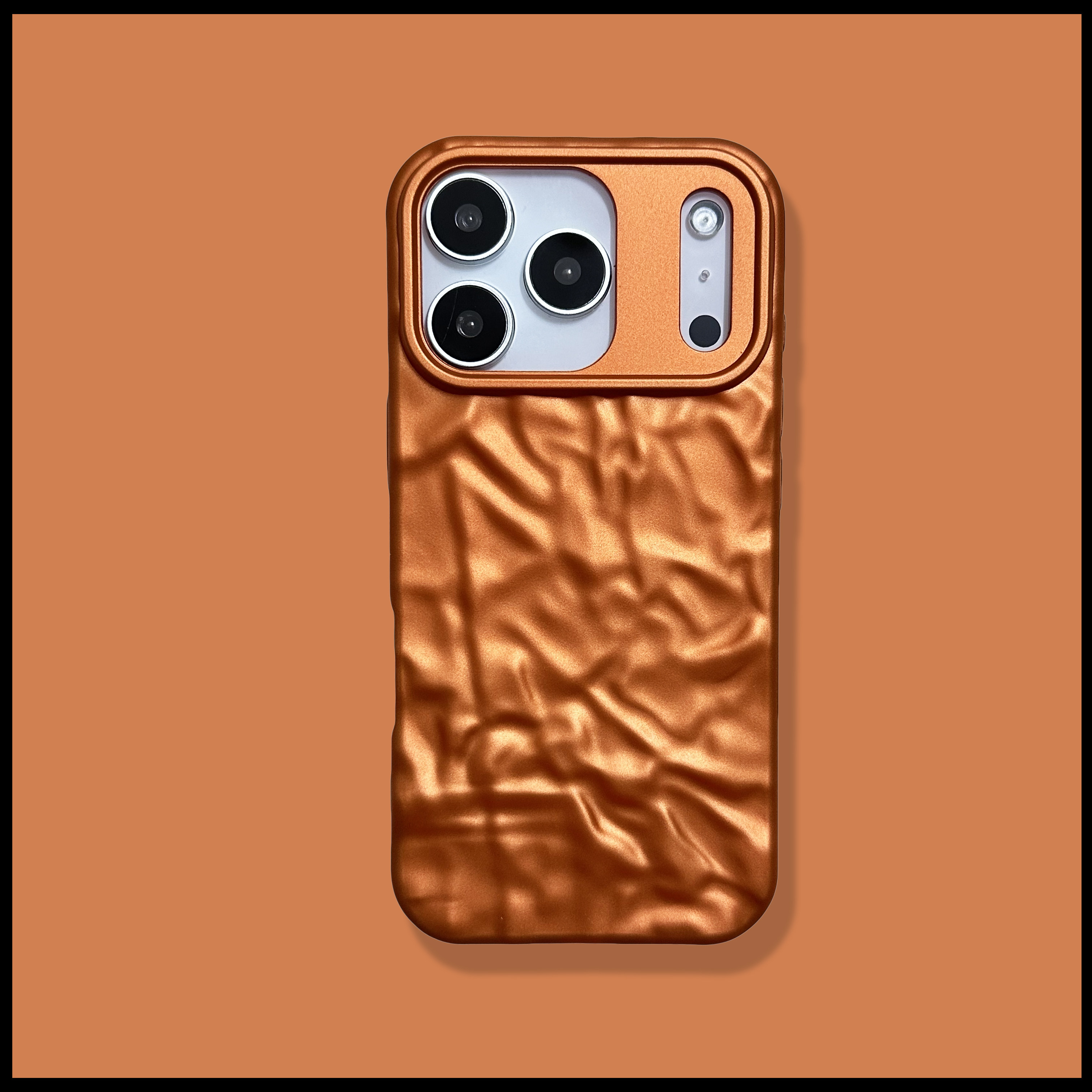 Crumpled Metallic Bronze Copper Camera Matte Metal iPhone Case