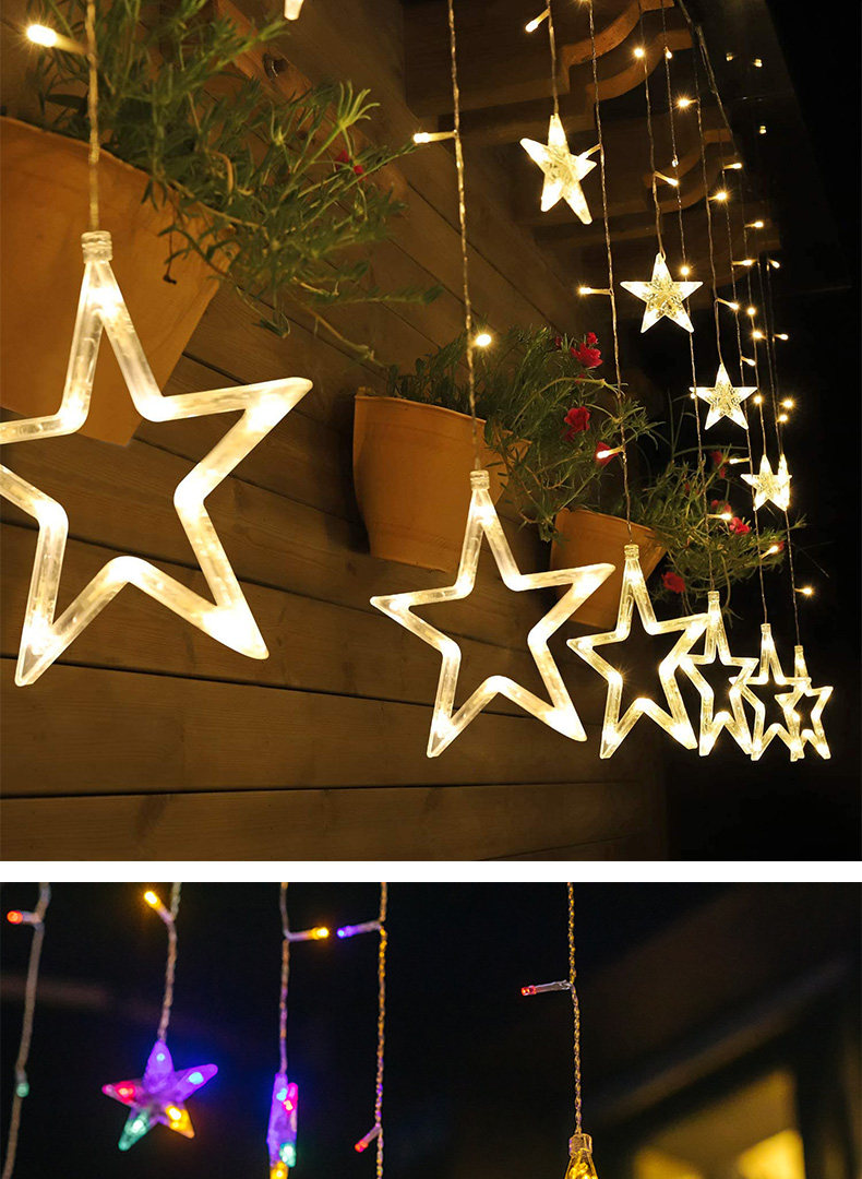 Световое украшение 太阳能led装饰灯花园庭院阳台户外防水挂灯七彩灯闪灯串星星灯 Jia Peng