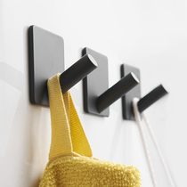 Wall hook Strong seamless punch-free viscose stainless steel door clothes entrance bathroom metal sticky hook black