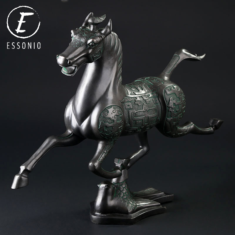 ESSONIO Copper Horse Ornaments Pure Copper Craft Gifts Ornaments Home Decoration Horse to Success Ornaments Horse Tread Feiyan