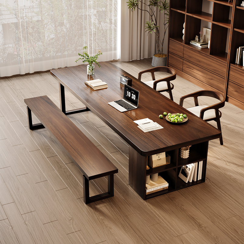 South American Walnut Wood Large Table for Home Use, Long Desk, Work Table, Reading and Study Table, Dining Table All-In-One