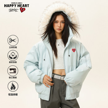 Charles heart solid color large fur collar hooded cotton coat for men Charles heart solid color large fur collar hooded cotton coat for men