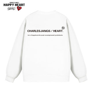 查尔斯桃心 美式圆领卫衣男2025春秋季字母印花情侣套头长袖内搭
