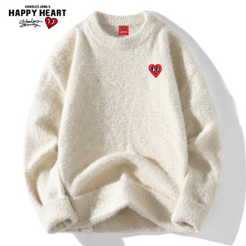 Charles peach heart love round collar sweater Charles peach heart love round collar sweater
