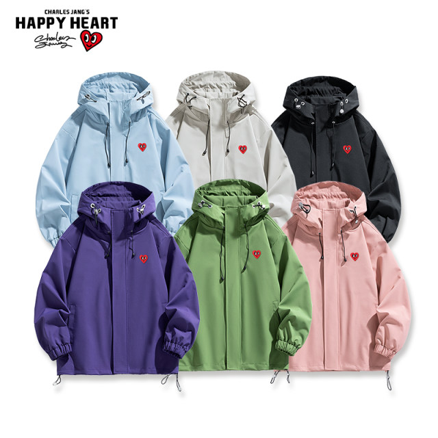 ເສື້ອກັນຫນາວ Charles Heart Hooded Jacket ສໍາລັບຜູ້ຊາຍແລະແມ່ຍິງພາກຮຽນ spring ແລະດູໃບໄມ້ລົ່ນໃຫມ່ Windproof ແລະ Waterproof Jacket ຄູ່ນອນປີນພູກາງແຈ້ງ