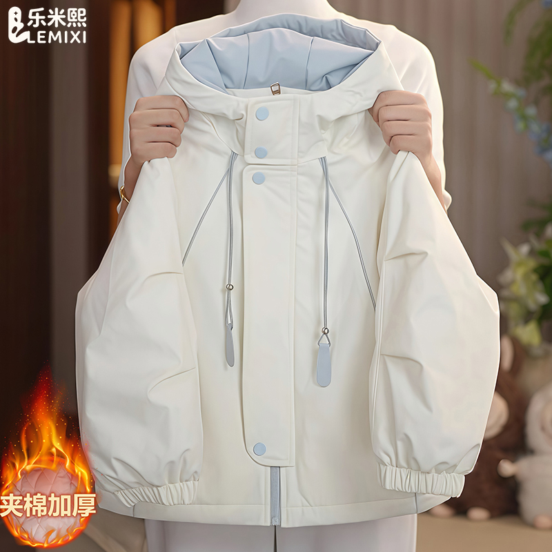 Girls' Padded Thickened Jacket, Softshell Jacket, 2026 New Autumn and Winter Style, Hooded Parka, Quilted Cotton Coat