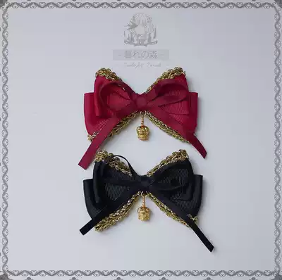 Twilight hand-made original Lolita side clip small black red bow hair jewelry headgear double ponytail accessories