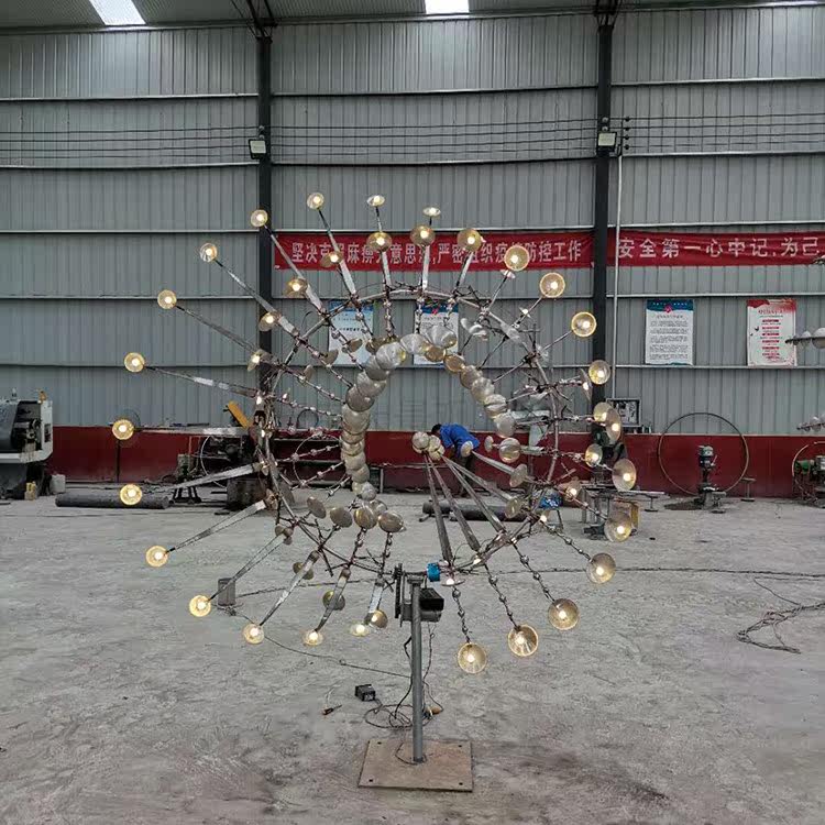 Shandong dynamic lighting wind energy landscape Stainless steel large outdoor wind sculpture decoration