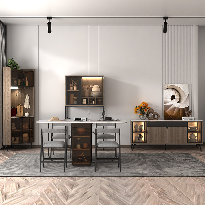 Nordic living and dining room modern minimalist dining table and chair combination corner cabinet TV cabinet dining side wine cabinet furniture combination set
