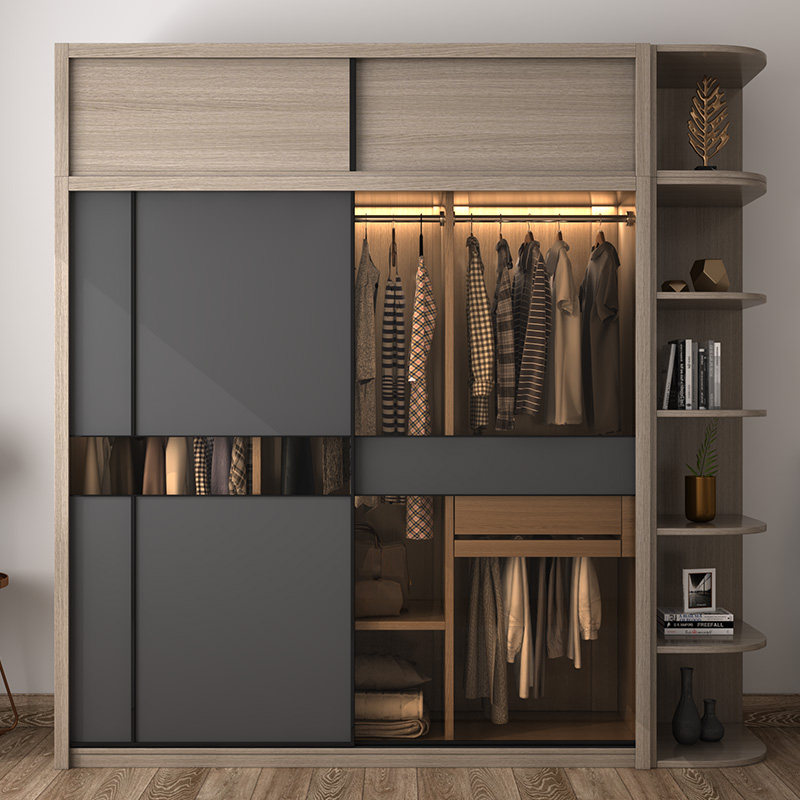 Nordic Ramen Wardrobe Bedroom Light Lavish Storage Modern Minima Rental House With Large Closet Sliding Door Pipette