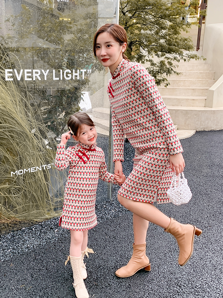 Pro-daughter dress female dress foreign flag dress 2022 spring new little girl Chinese Wind fashion Long sleeves foreign dress