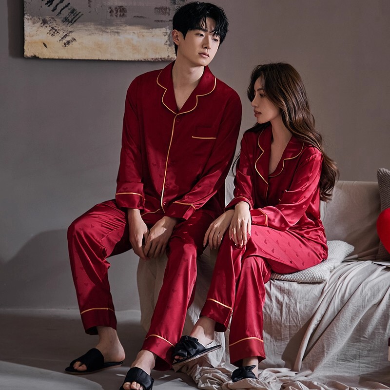 Victoria Pajamas Newlywed Couple Set Autumn and Winter Silk Men and Women Bride and Groom Wedding Use Wedding Mulberry Silk