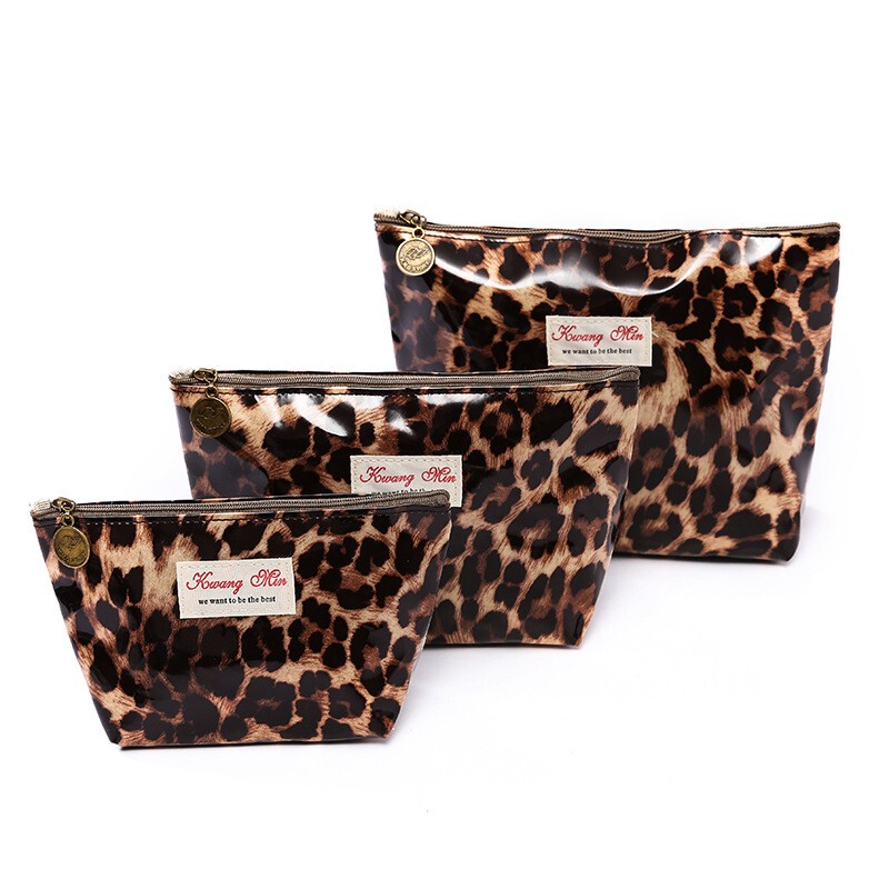 Waterproof Cosmetic Bag, Leopard Print Storage Bag, Cute Portable Clutch Bag, Large Capacity, Outdoor Portable and Fashionable