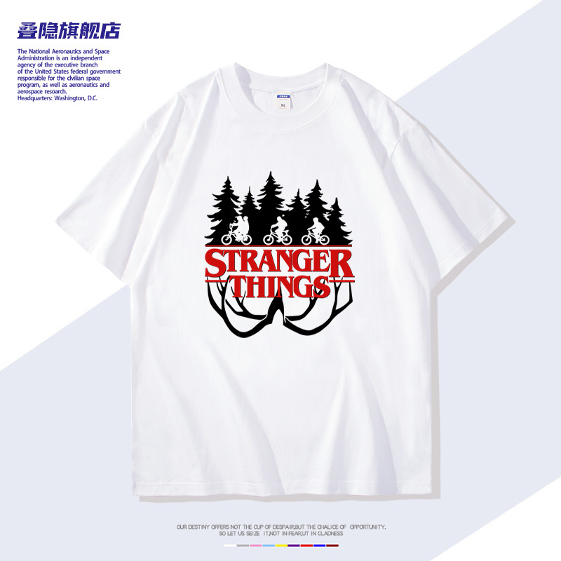Stranger Things Short-Sleeved T-Shirt Hellfire Club Merchandise for Male and Female Students Summer Pure Cotton Loose-Fitting Clothing
