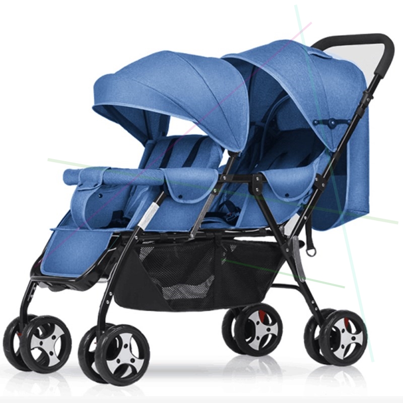 Twin stroller Two-tire double trolley big kid trolley baby trolley folding and light front and back seat can lie down