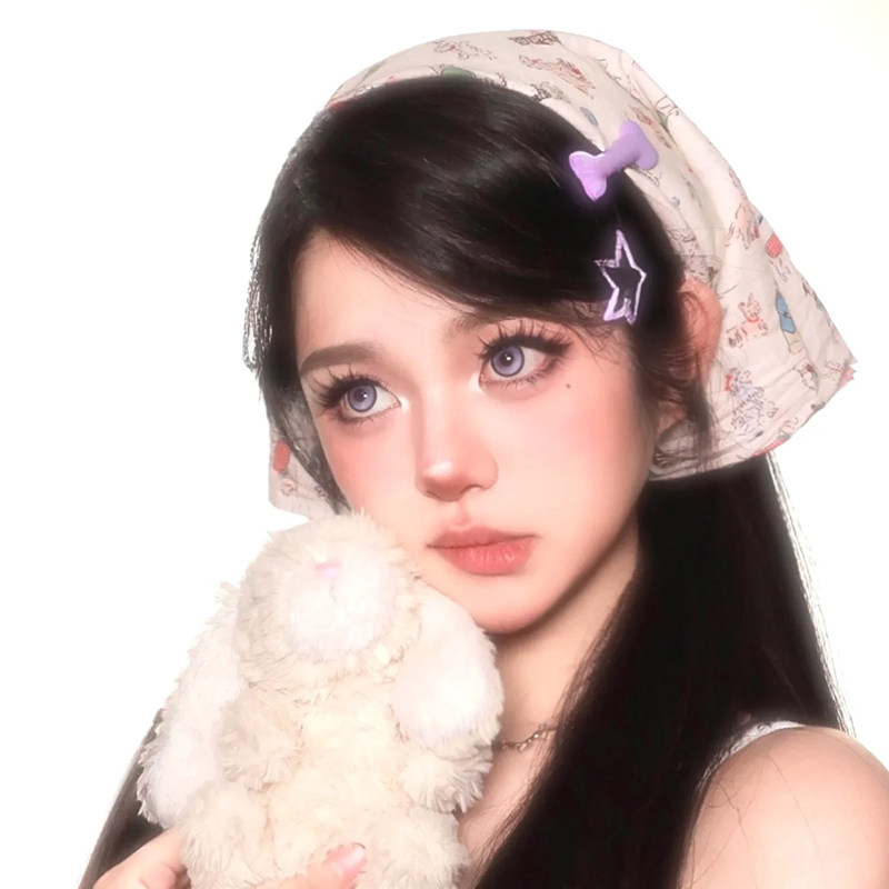 Cute puppy headband, girly triangular headscarf, dopamine-inducing pastoral French style reversible hairband scarf