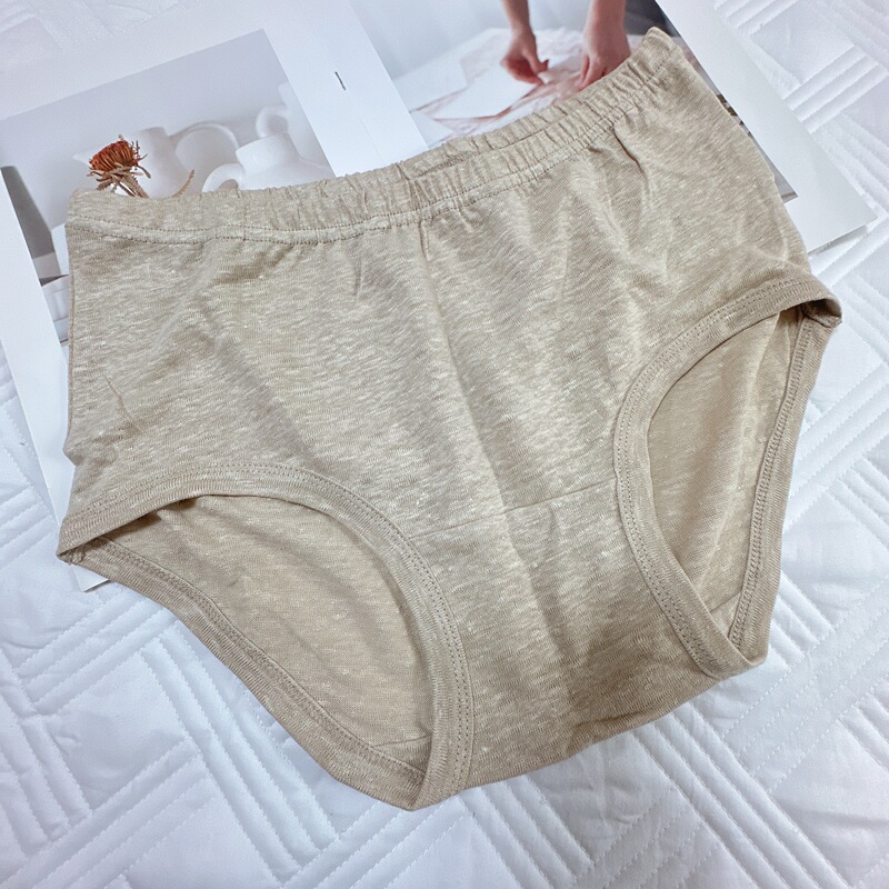 Unrestrained and Ultra-Comfortable Pure Hemp Organic Linen Knitted Women's Underwear in Natural Color, Soft and Skin-Friendly, More Healthy