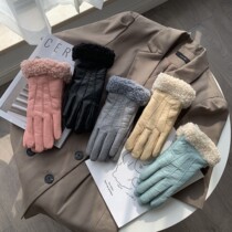 2021 new autumn ladies gloves Korean version touch screen female winter riding warm gloves windproof and gapped thickened fingers