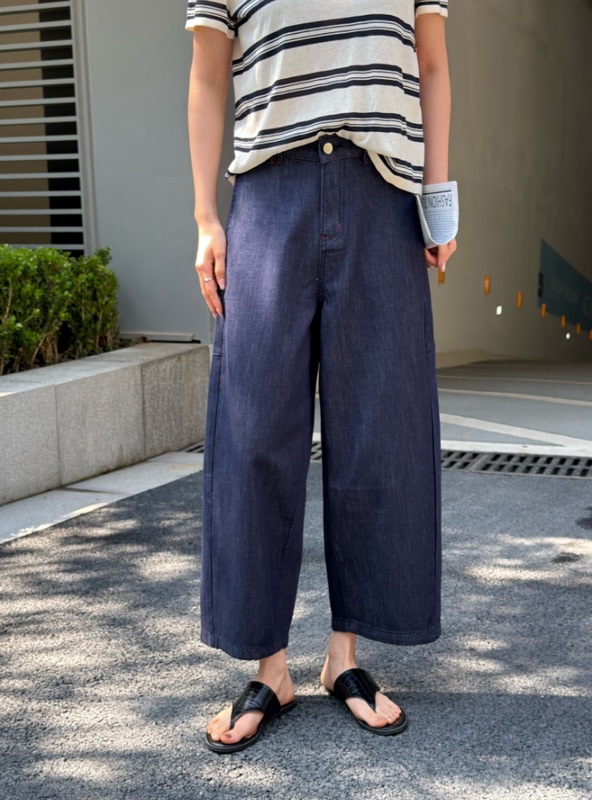 Chu Peipei's New Product - Summer Faux-Faded Distressed Denim Granny Pants for Women