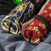Chinese style roll pen bag retro light luxury roll pen curtain creative ancient style stationery box bag hot stamping mother pencil bag