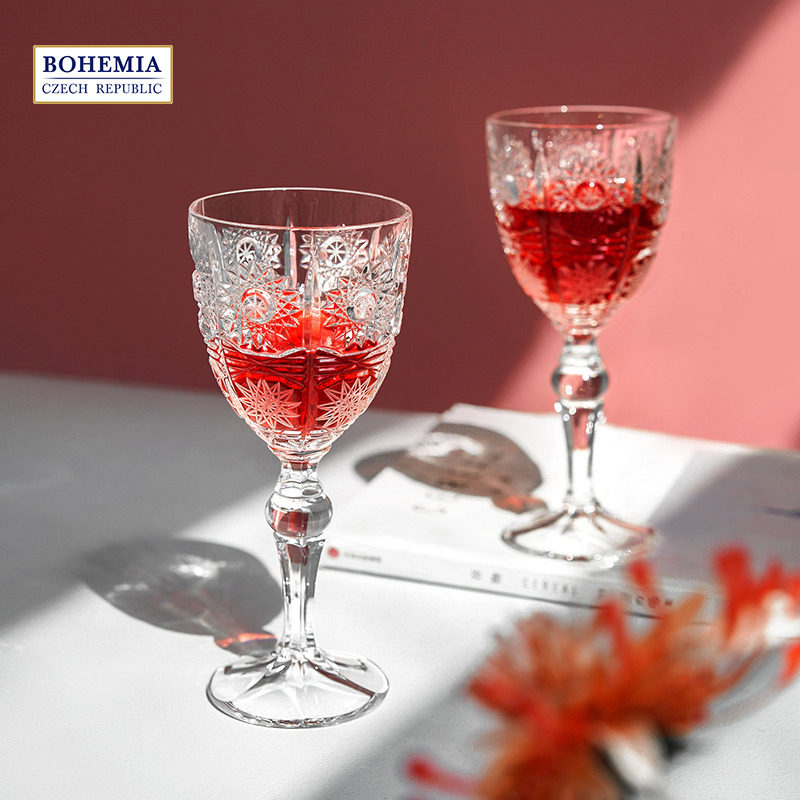 BOHEMIA Czech imported crystal 500PK traditional hand-cut and engraved matte red wine glass 260ml
