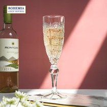 BOHEMIA Czech imported 500pk red wine glass traditional hand carved frosted champagne glass sparkling wine glass