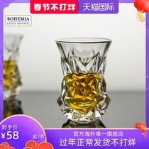 Czech Crystal Glass Glacier Whisky Wine Wine Spirits Liquor Flat Bottom Cup Subnet Red One Mug Small