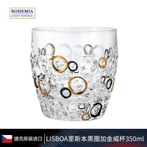 BOHEMIA Czech Imports Crystal Lisbon Light Lavish Upscale Flat Bottom Cup Black Circle Sketch Whisky Cup Delivery