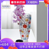 BOHEMIA Czech imported crystal glass vase colored handmade living room ornaments Nordic light luxury