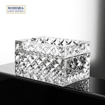 BOHEMIA Czech imported crystal diamond grain ashtray with lid cigarette case double ashtray cigar household gift