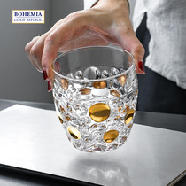 BOHEMIA Czech Republic Imports Crystal Lisbon Light Luxury High-end Plus Gold Whisky Cup Nordic Wind Flat Bottom Cup