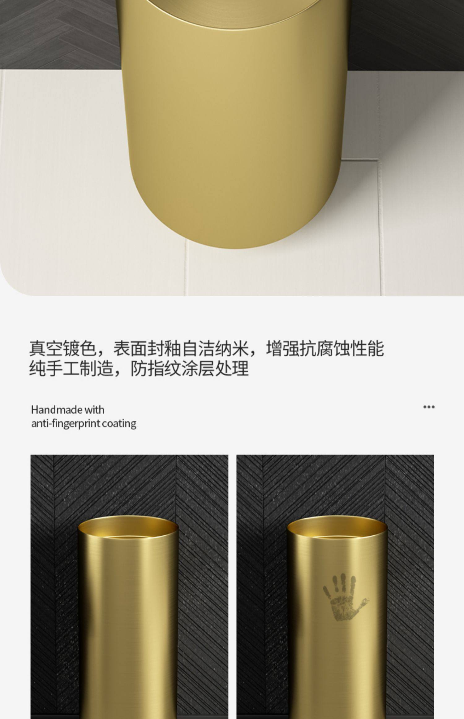 不锈钢圆形立柱盆酒店民宿落地式一体金色洗手盆卫生间展厅立柱盆-阿里巴巴