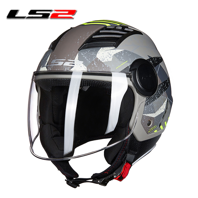 LS2 semi-helmets locomotive 3/4 retro locomotive safety helmet male and female electric vehicle Seasons breathable 3C Safety helmet