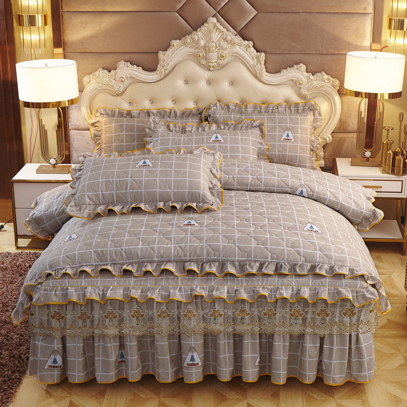 Summer cool quilts full cotton thickened all cotton pure cotton bed Skirt Four Sets Nets Red bed with bedding bedcover style quilt cover